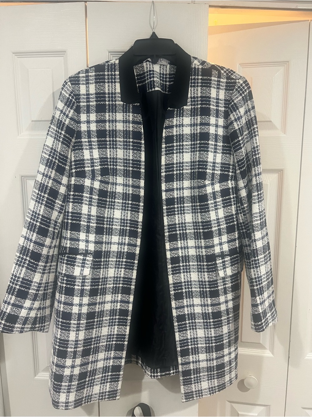 Kasper Black & White Plaid Blazer Jacket